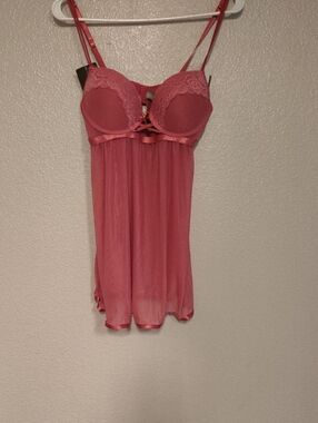 Daisy Fuentes Orchid Pink Lace-Trim Babydoll Chemise WMN